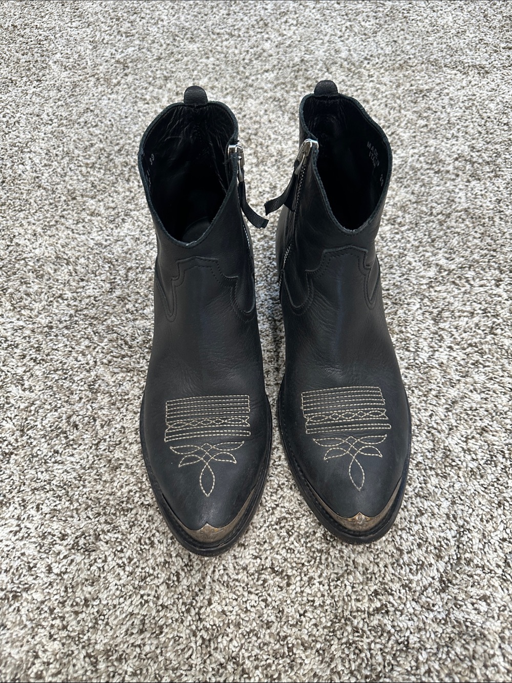 Golden Goose Black Leather Ankle Booties with Contrast Stitching. Size 39